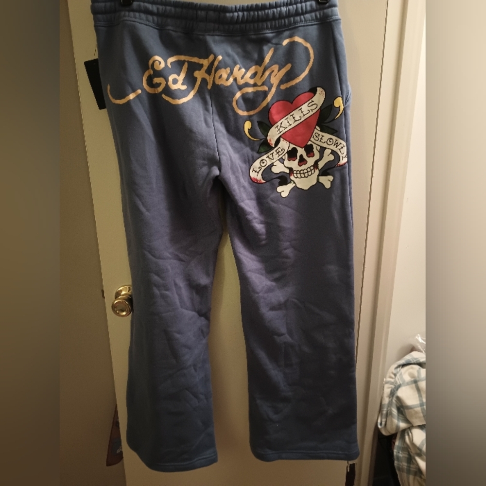 Ed Hardy Pale Blue LKS womens sweatpants. XL  NWT